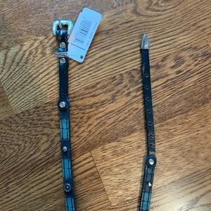 Black and Turquoise Leather Hat Band